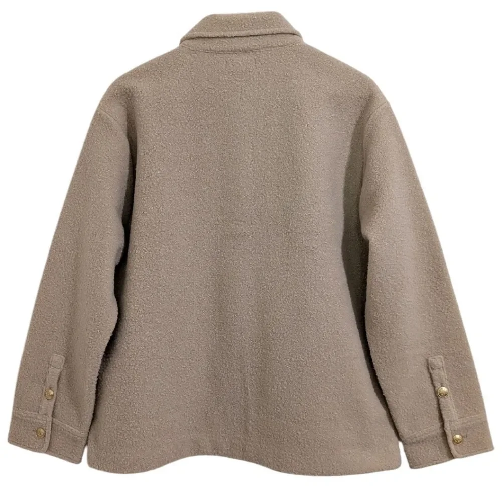 J.Crew Bouclé shirt-jacket Women's Large - Sandstone Style CF098 NWOT - Picture 3 of 9